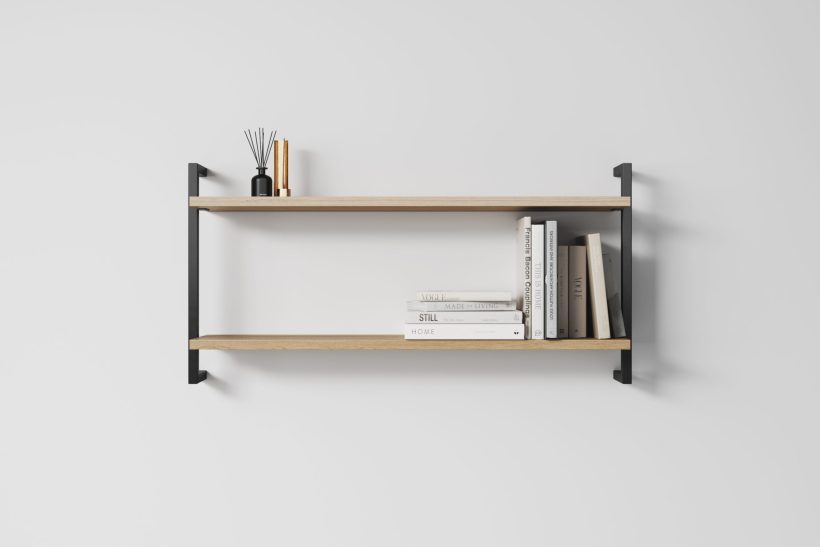 Two-floating-shelves Two floating shelves on black metal profiles