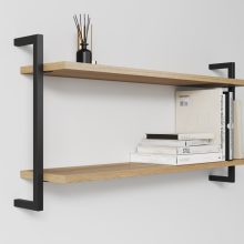 Two Modern Minimalist Wooden Shelfs Made of Oak-2 Two Modern Minimalist Wooden Shelfs Made of Oak-2 - side view