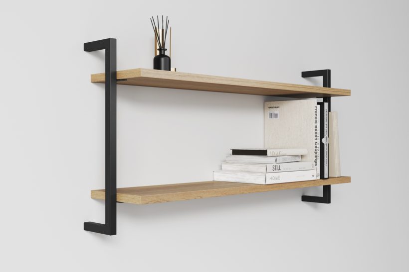 Two Modern Minimalist Wooden Shelfs Made of Oak-2 Two Modern Minimalist Wooden Shelfs Made of Oak-2 - side view